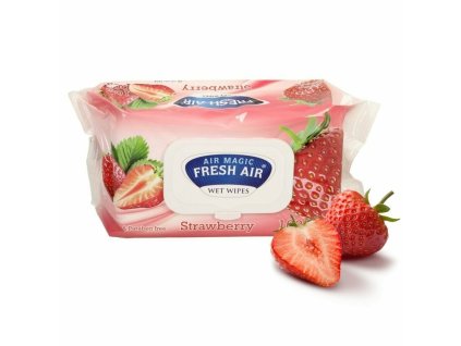 Fresh Air vlhčené ubrousky s vůní jahody a klipem 100 ks