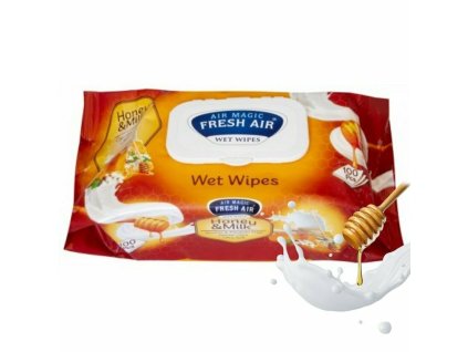 Fresh Air vlhčené ubrousky s vůní mléka a medu a klipem 100 ks