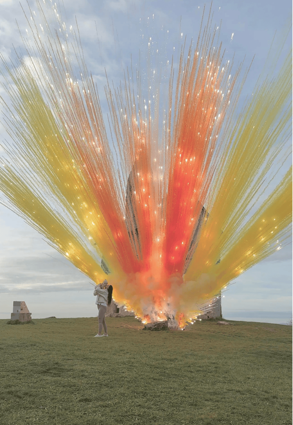 Farebný dymový efekt - žltooranžova