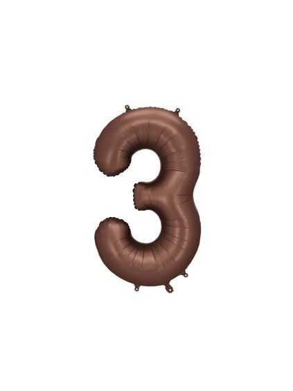 Foil Balloon Number ''3'', 86 cm, mocha