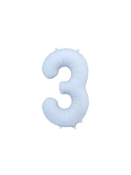 Foil Balloon Number ''3'', 86cm, misty blue