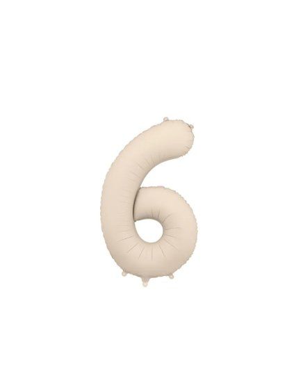 Foil Balloon Number ''6'', 86cm, light beige