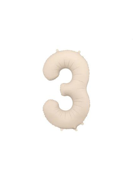 Foil Balloon Number ''3'', 86cm, light beige