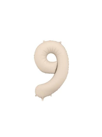 Foil Balloon Number ''9'', 86cm, light beige