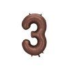 Foil Balloon Number ''3'', 86 cm, mocha