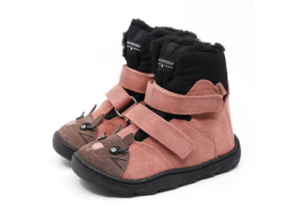 Zimné detské topánky Mrugala BAREFOOT - Kitty rosa