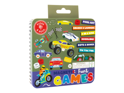 Floss&Rock Magnetická zábava a hry v plechovke Autá