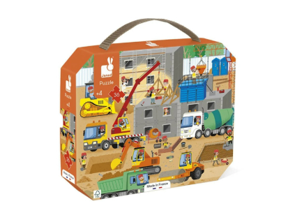 Janod Puzzle Na stavbe v kufríku 36 ks