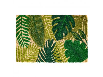 Kokosová vstupní rohož FLOMA Ruco Leaves - délka 40 cm, šířka 60 cm, výška 1,5 cm