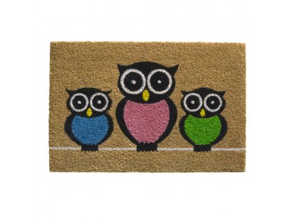 Kokosová vstupní rohož FLOMA Ruco Owls - délka 40 cm, šířka 60 cm, výška 1,5 cm