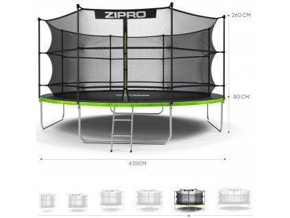 ZIPRO JUMP PRO s venkovní sítí 435 cm  zahradní trampolína