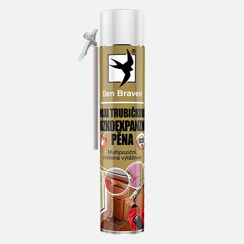 Den Braven Maxi trubičková nízkoexpanzní pěna Typ: trubičková, Barva: žlutá, Balení (ml): 825 ml