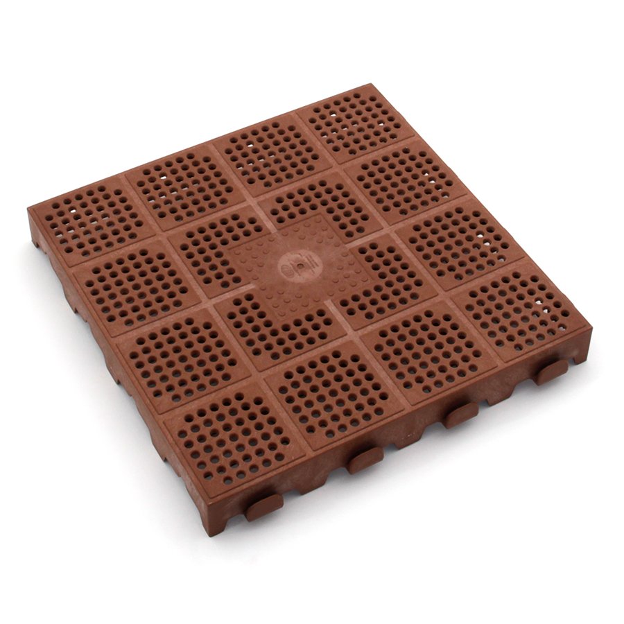 FLOMAT Hnědá plastová děrovaná terasová dlažba Linea Combi - délka 39 cm, šířka 39 cm, výška 4,8 cm