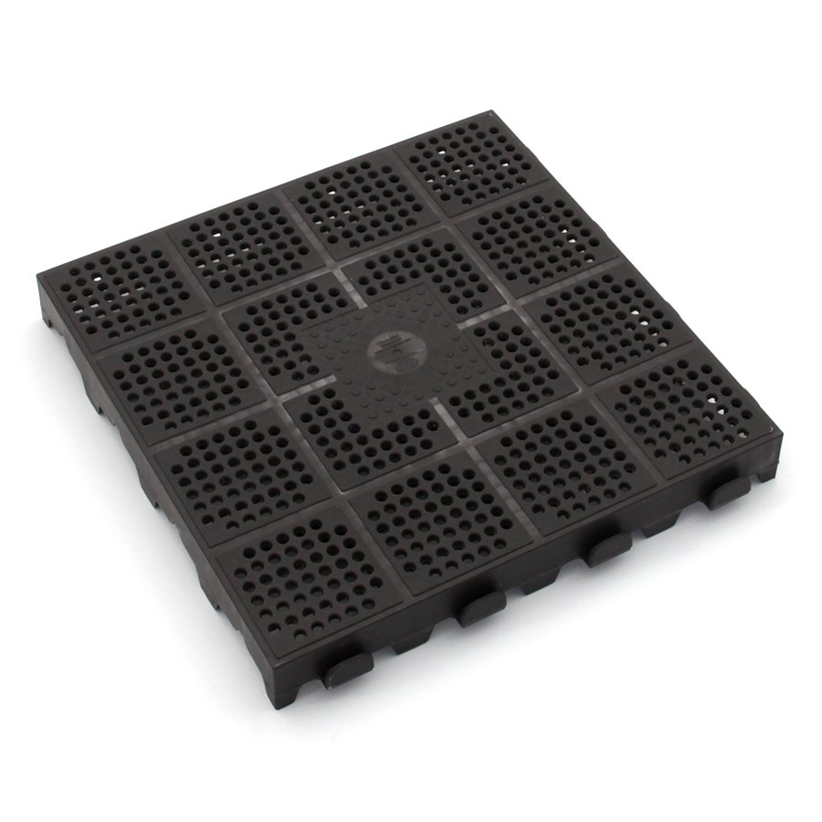 FLOMAT Tmavě-hnědá plastová děrovaná terasová dlažba Linea Combi - délka 39 cm, šířka 39 cm, výška 4,8 cm