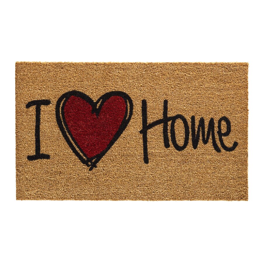 FLOMAT Kokosová vstupní rohož FLOMA Ruco I Love Home - délka 45 cm, šířka 75 cm, výška 1,5 cm