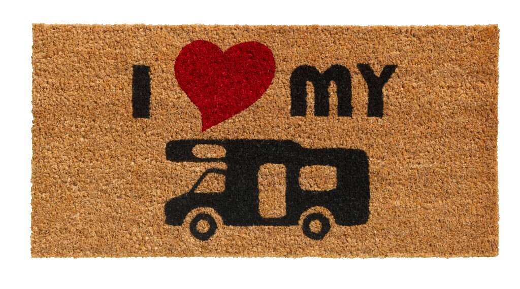 FLOMAT Kokosová vstupní rohož FLOMA Ruco I Love My Caravan - délka 25 cm, šířka 50 cm, výška 1,5 cm