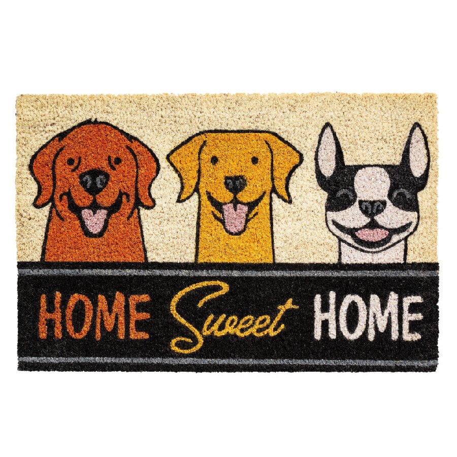 FLOMAT Kokosová vstupní rohož FLOMA Ruco Happy Dogs Home Sweet Home - délka 40 cm, šířka 60 cm, výška 1,5 cm