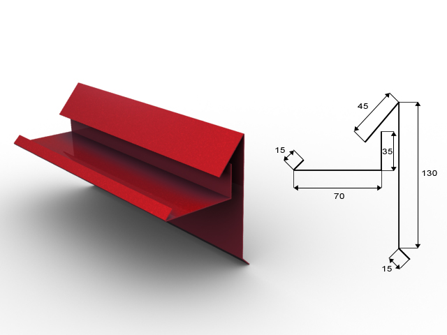 Blachdom Závětrná lišta dvojitá Omak spodní PE lesk Barva krytiny: Světlešedá RAL 7035