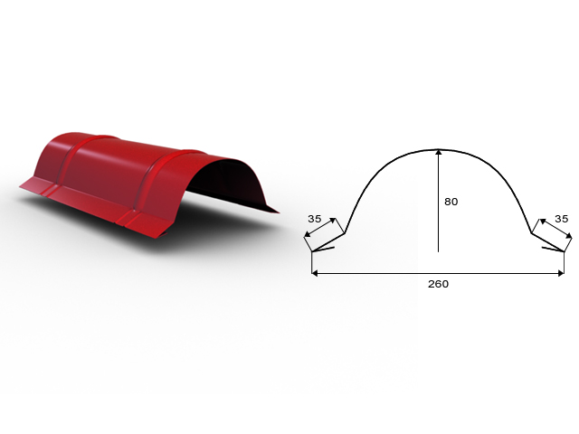 Blachdom Hřebenáč Omak půlkulatý PE mat Barva krytiny: Hnědý mat BTX
