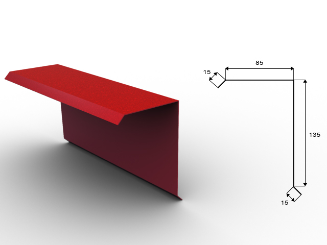 Blachdom Hliníková závětrná lišta Omak horní mat Barva krytiny: Červený mat