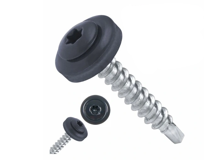 Samovrtný šroub s těsněním do dřeva TORX Satjam - balení 250 ks Barva krytiny: Červená RAL 3011