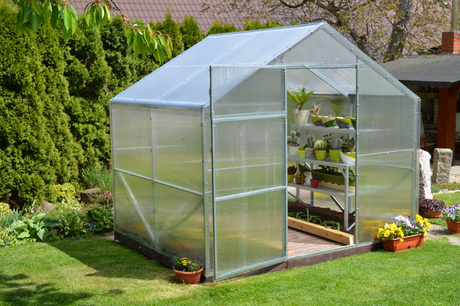 Zahradní skleník LANITPLAST DOMIK Rozměry skleníku: 2,6x6 m, Varianta: polykarbonát 4 mm