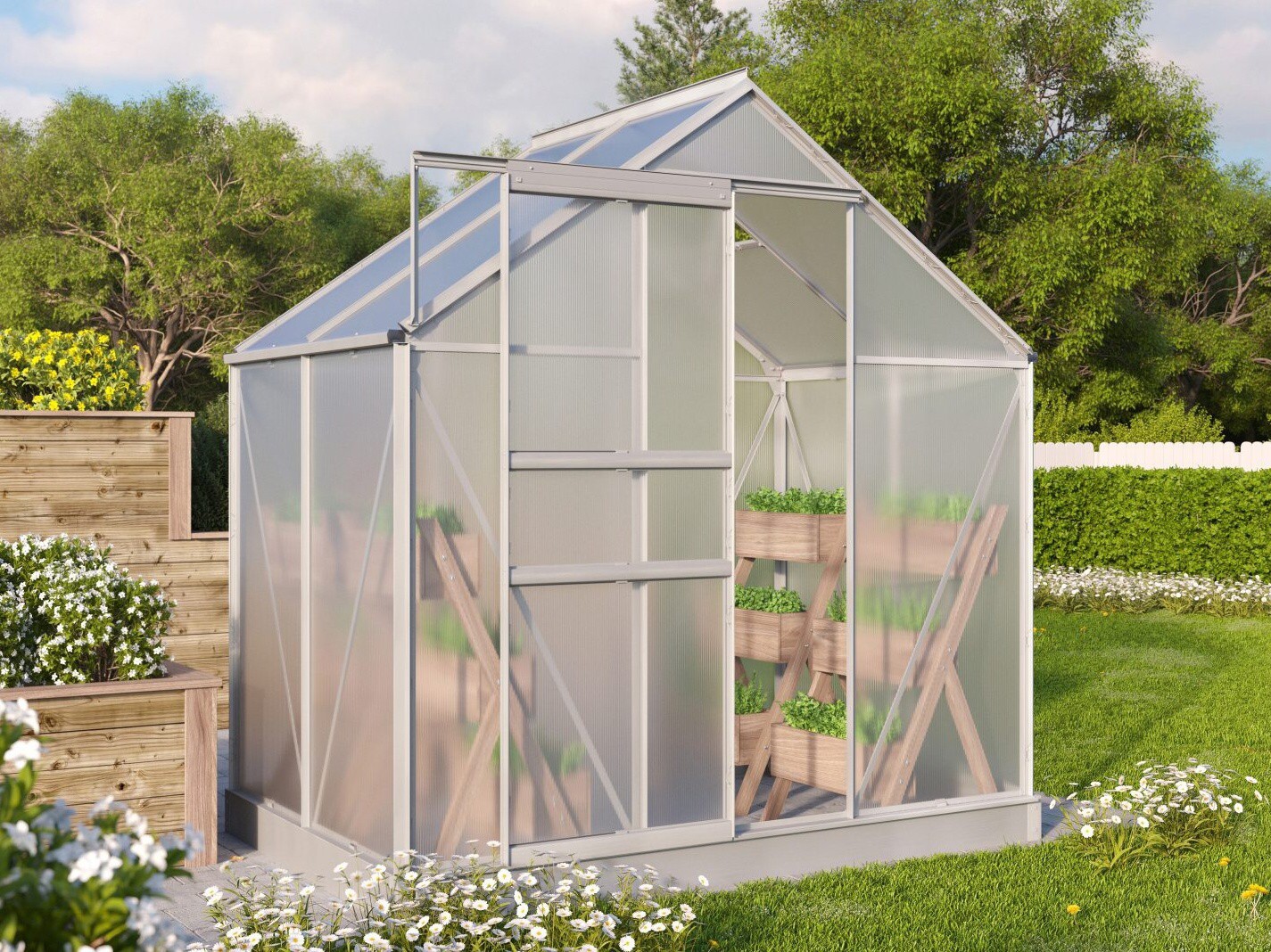 Zahradní skleník VITAVIA TARGET PC 4 mm stříbrný Rozměry skleníku: 1,93x1,31 m (4 mm)