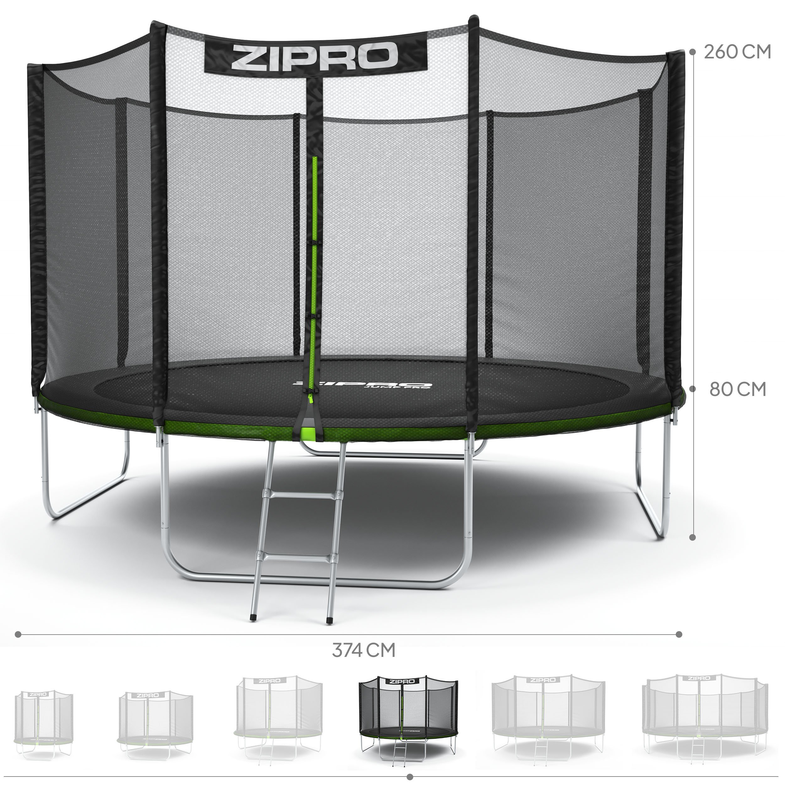 ZIPRO JUMP PRO s venkovní sítí 374 cm