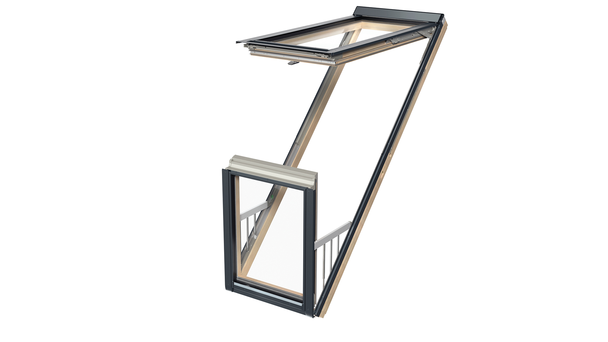 Střešní balkónové okno FAKRO FGP-V P50 APMX Rozměry oken: CD 78x255 cm