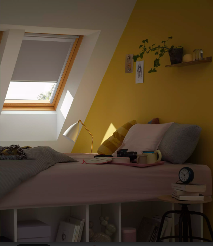 Markýza + roleta DBL balíček VELUX DOL Barva rolety: Světle šedá (4204), Barva vodicí lišty: Hliník standard (S), Označení okna (ze štítku na okně): U04 134x98 cm