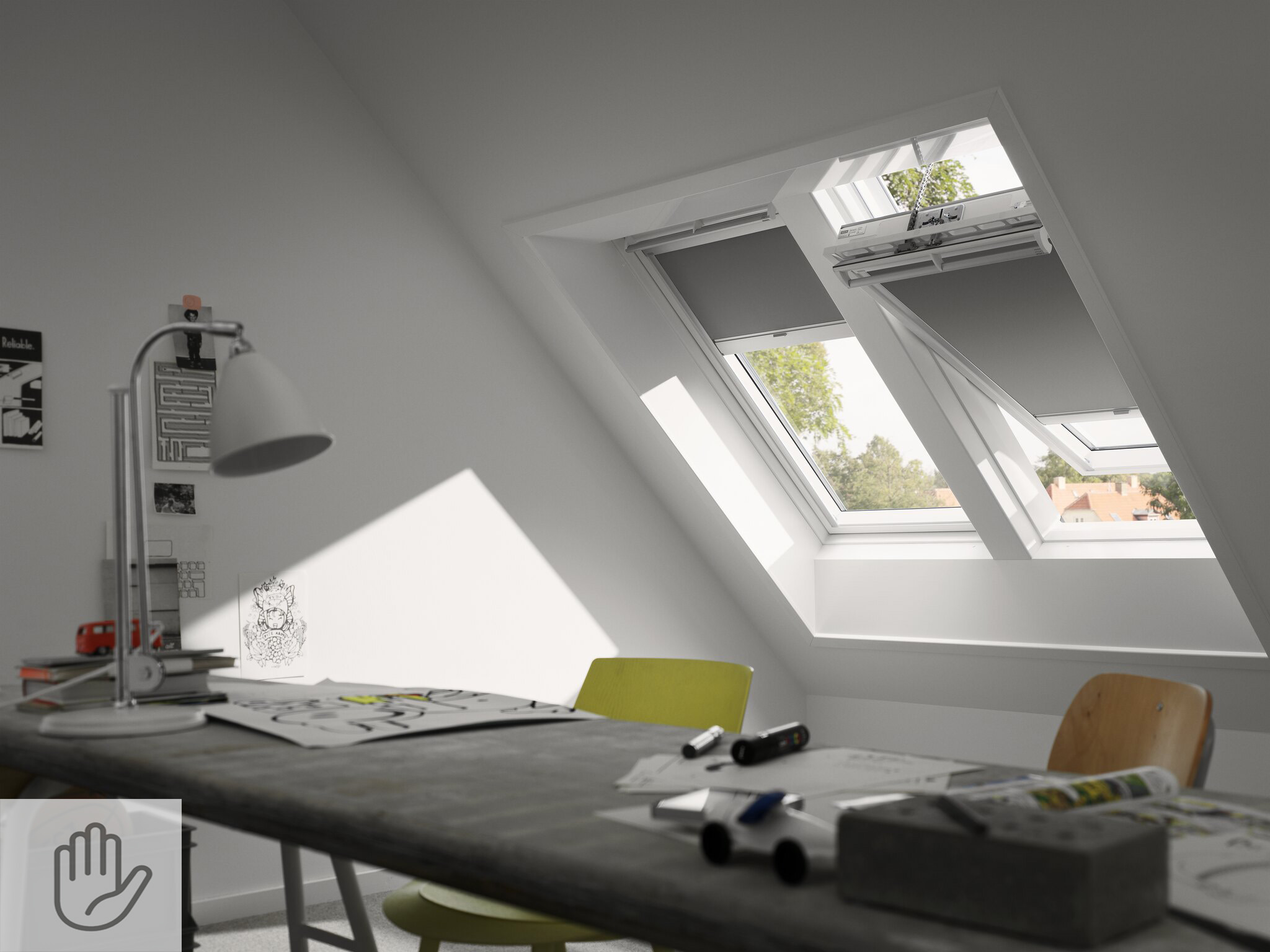 Zatemňující roleta VELUX DKL Standard - stará generace-Výprodej Barva rolety: béžová (1085), Barva vodicí lišty: Hliník standard (S), Označení okna (ze štítku na okně): P08/408 94x140 cm