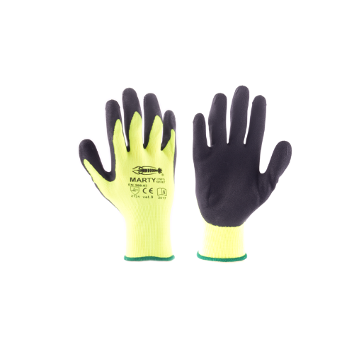 Povrstvené rukavice MARTY žluto-černé, v. 09" Velikost: 07