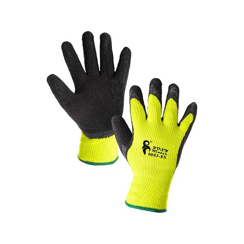 Zimní povrstvené rukavice ROXY winter černo-žluté Velikost: 10