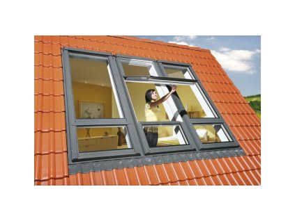 Kyvné okno FAKRO FDY-V/U U3 Duet proSky se zvýšenou osou otáčení a dolním prosvětlením (Rozměry oken CB 78x206 cm)