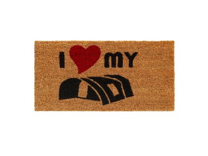 Kokosová vstupná rohož FLOMA Ruco I love my tent - dĺžka 25 cm, šírka 50 cm, výška 1,5 cm