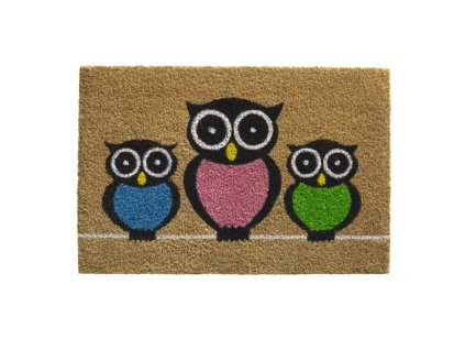 Kokosová vstupná rohož FLOMA Ruco Owls - dĺžka 40 cm, šírka 60 cm, výška 1,5 cm