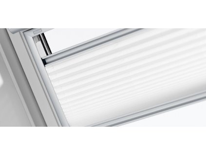 Plísovaná roleta VELUX FHL Premium - nová generace (Barva rolety klasická bílá (1256), Barva vodicí lišty Hliník standard (S), Označení okna (ze štítku na okně) CK02 55x78 cm)