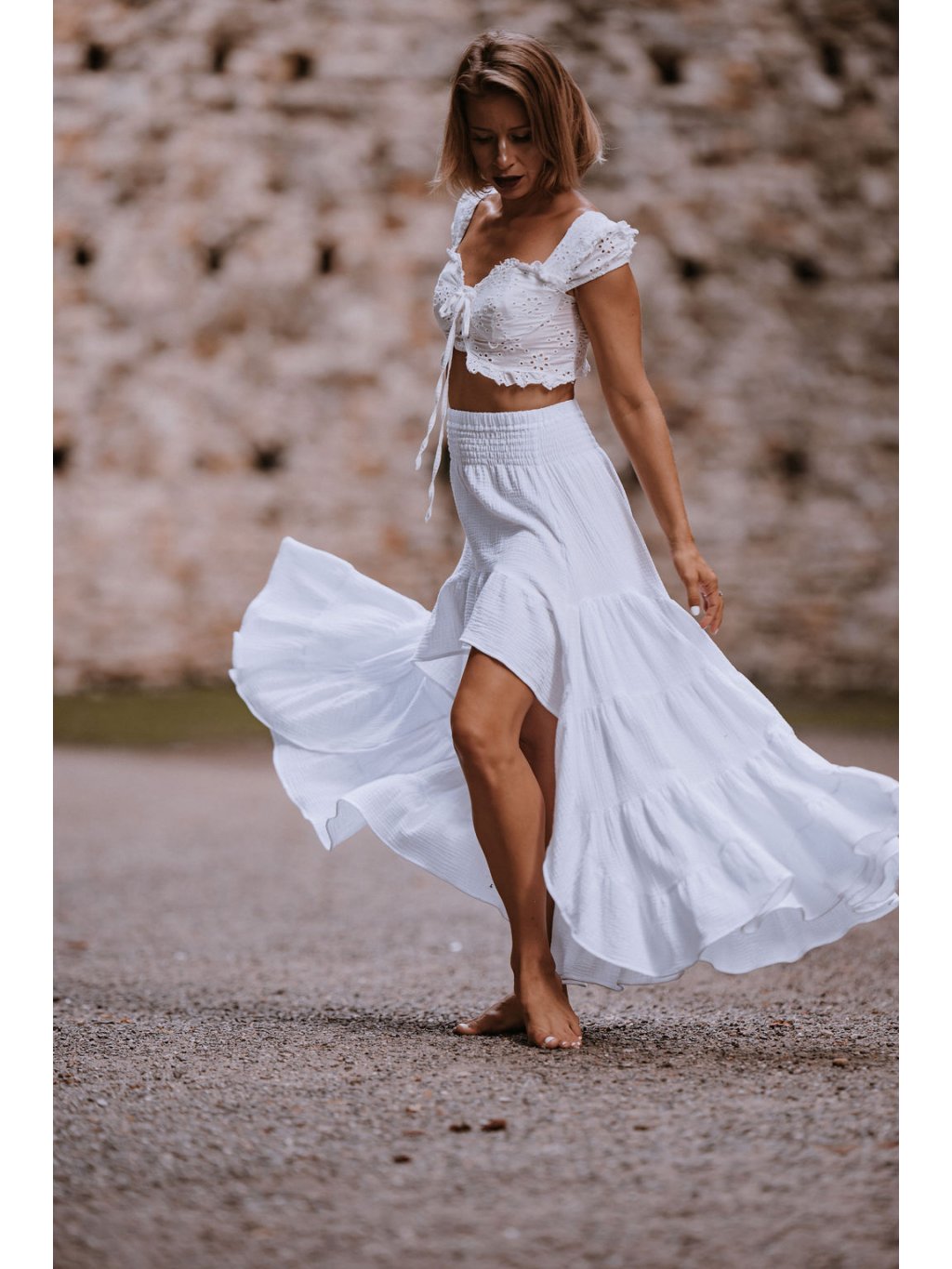 Sabrina Glevissig Bílá dlouhá mušelínová sukně - Milujeme jógu