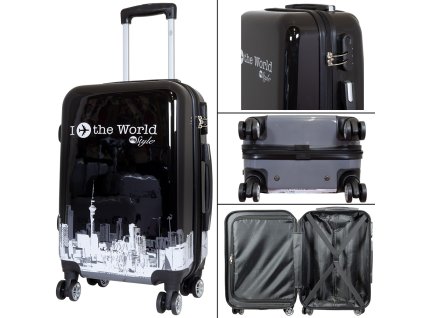 39019 Polycarbonat Kofferset 3tlg Fly the world schwarz 2