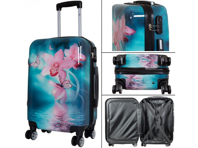Cestovní zavazadlo - Kufr - Monopol - Orchidej - Velikost M - Objem 66 Litrů