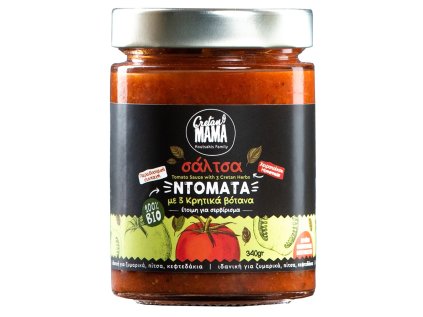 BIO rajčatová omáčka Cretan Mama s krétskými bylinkami – 340 g