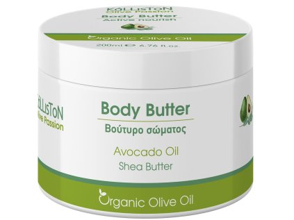 Přírodní tělové máslo s avokádovým a olivovým olejem Kalliston 200 ml