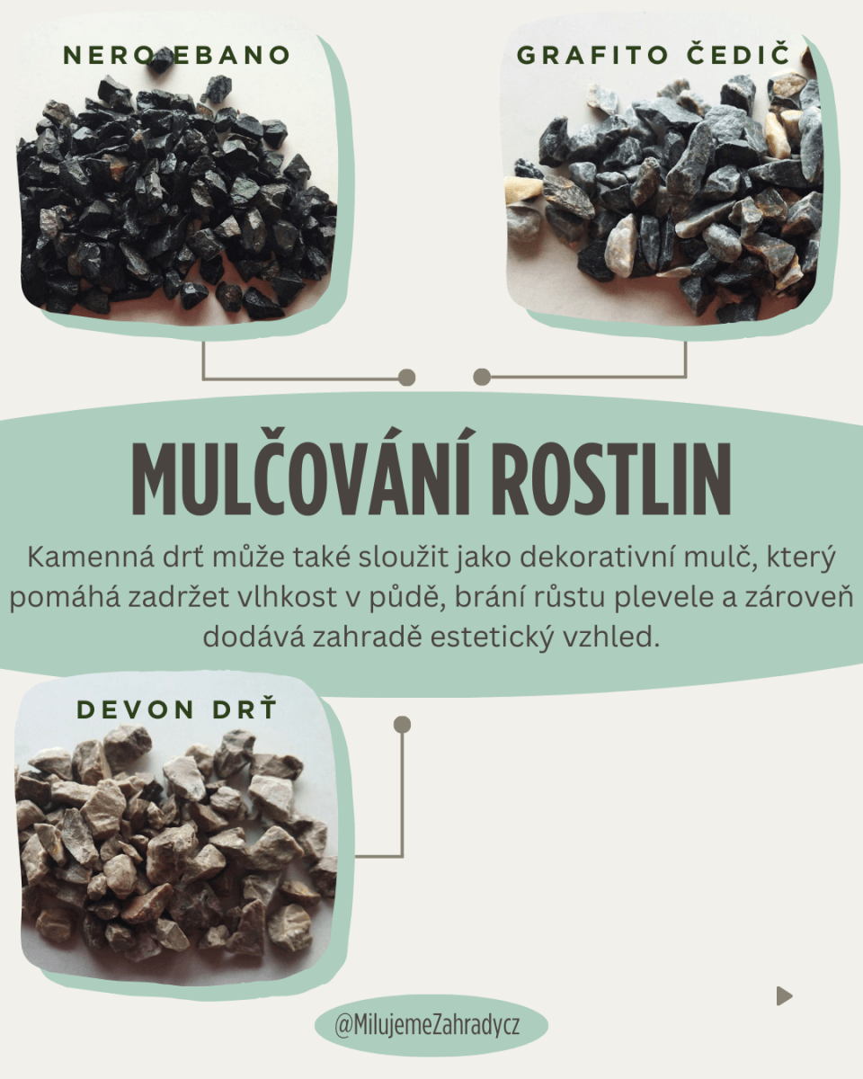 mulčování o ochrana rostlin kamennou drťí