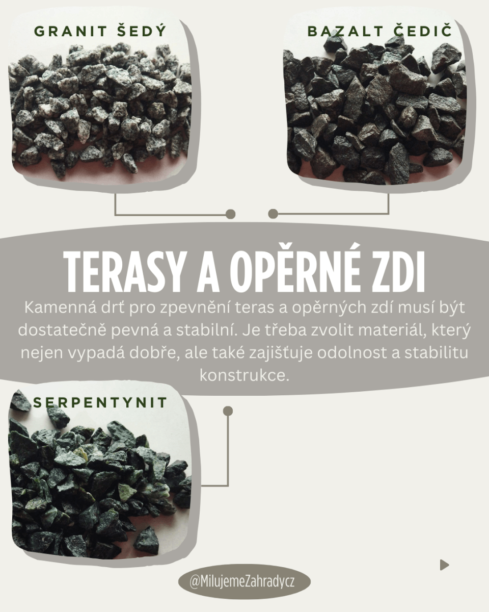 kamenná drť pro výstavbu terasy a opěrné zdi
