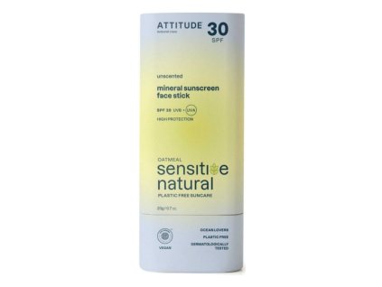 Attitude 100 % minerální tyčinka na obličej a rty pro citlivou pokožku Sunly SPF 30 bez parfemace 20 g