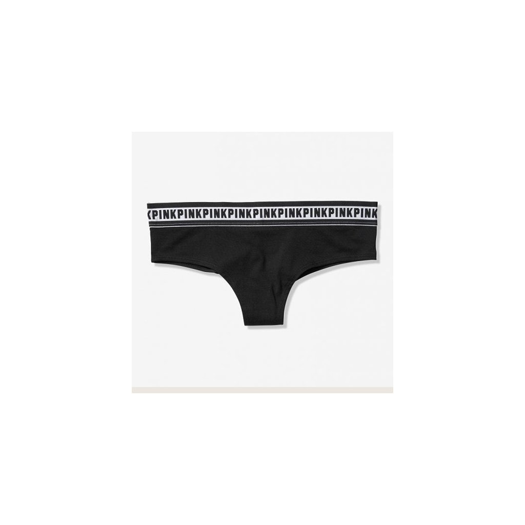 Victoria's Secret PINK černé brazilské kalhotky s logem na gumě -  MilujuVictorku.cz