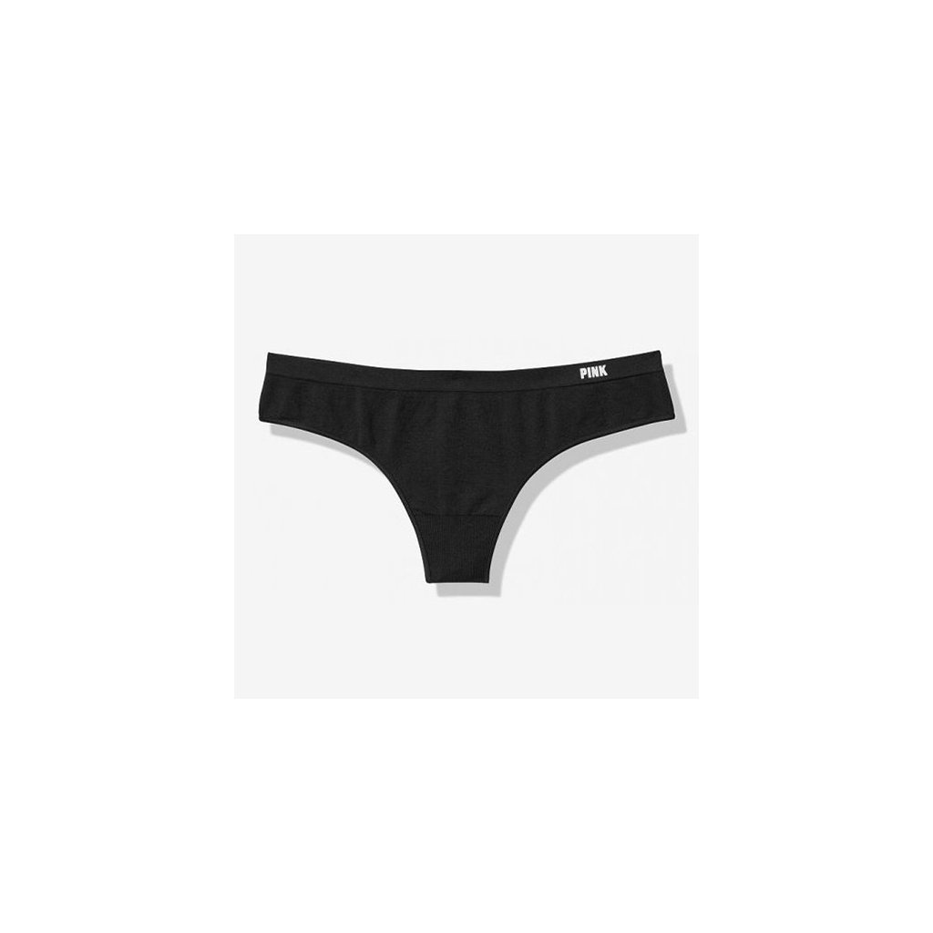 Victoria's Secret PINK černá bezešvá tanga Seamless Thong Panty 2