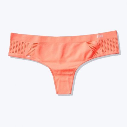Victoria's Secret PINK broskvová bezešvá tanga Seamless Thong Panty