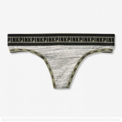 Victoria's Secret PINK šedá tanga s logem na gumě