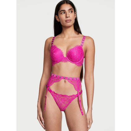 Victoria's Secret VERY SEXY Fuchsia Frenzy krajkový podvazkový pás s luxusními kamínky VS
